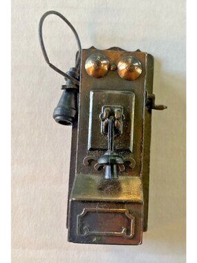 Vintage Durham Industries Dollhouse Miniature Telephone Wall Mounted Metal